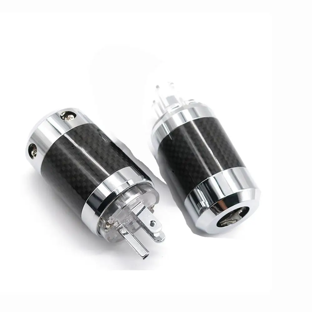 1 пара аудиоразъемов Hi-Fi, черное углеродное волокно с позолоченной вилкой переменного тока США и шнуром питания IEC DIY