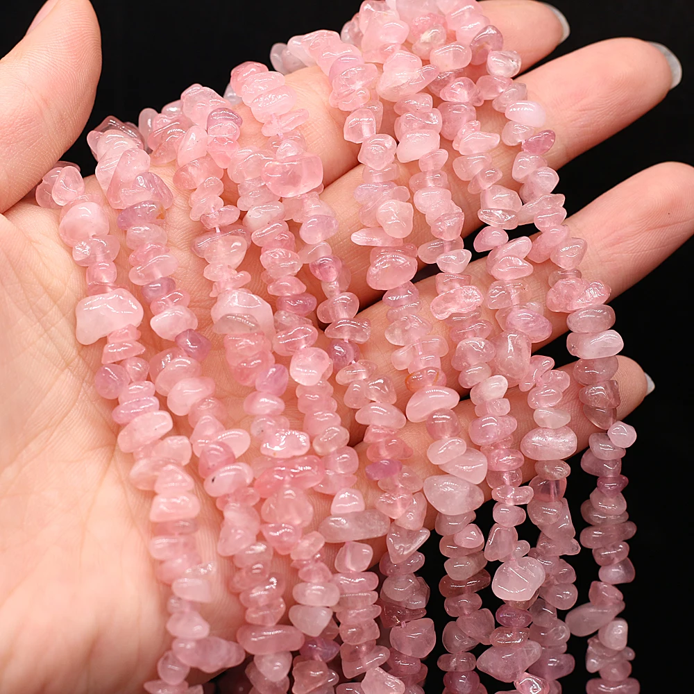 

Natural Gem Irregular Rose Quartzs Chip Stone Beads Gravel Crystal Loose Beads for DIY Bracelet Necklace Jewelry Making 15''