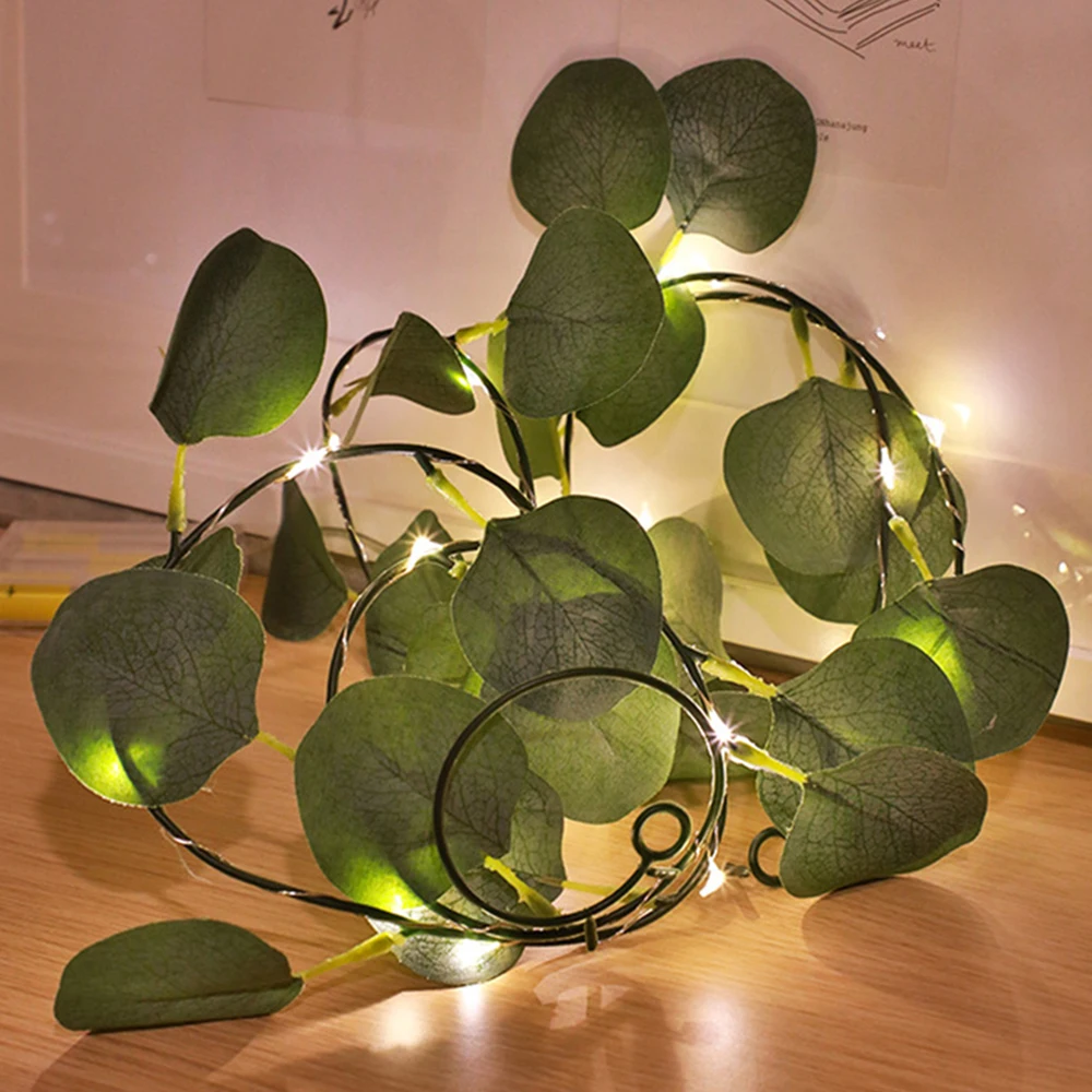 10M 100 LEDs Artificial Plant LED String Light Green Leaf Ivy Vines DIY Hanging Garden Christmas Lamp for Family Wedding Decor