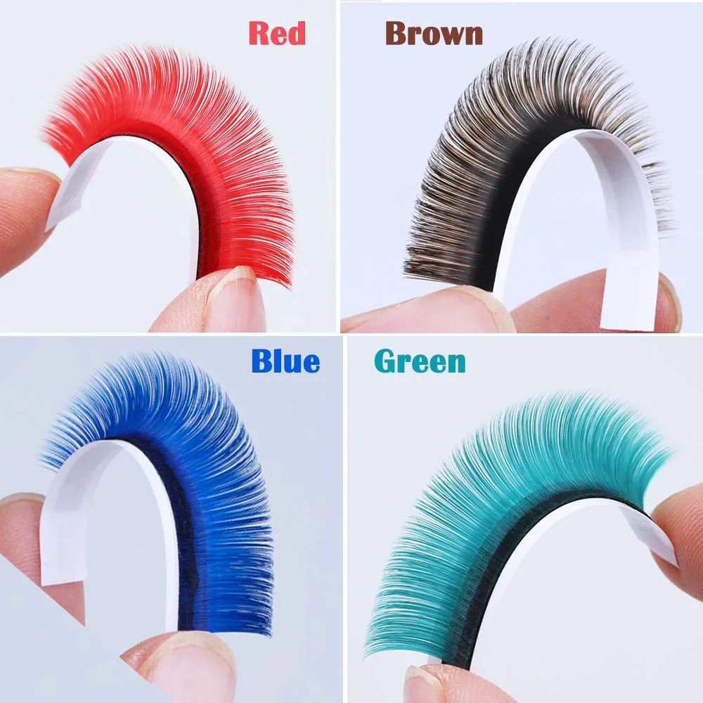 Fadvan Easy Fan Colored Lashes Red/Green/Blue/Green/Brown Auto Blooming Makeup False Eyelash 15-20mm