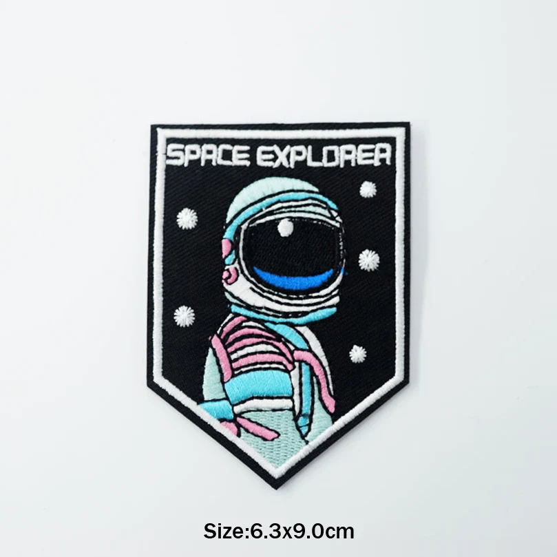 Astronaut Rocket Small Pet Embroidered Iron on Patches for DIY Stripes Clothes Patchwork Sticker Custom Applique