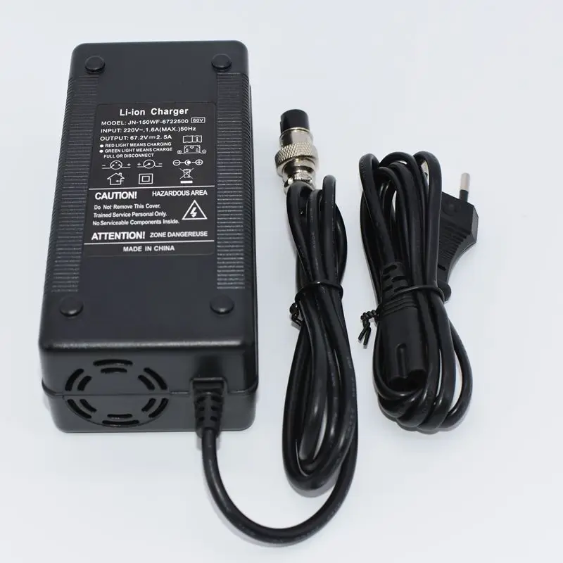 67.2V 2.5A 2A Charger 60 Volt 16S Lithium Li-ion Charger GX16 For 60V 2A Battery With Fan