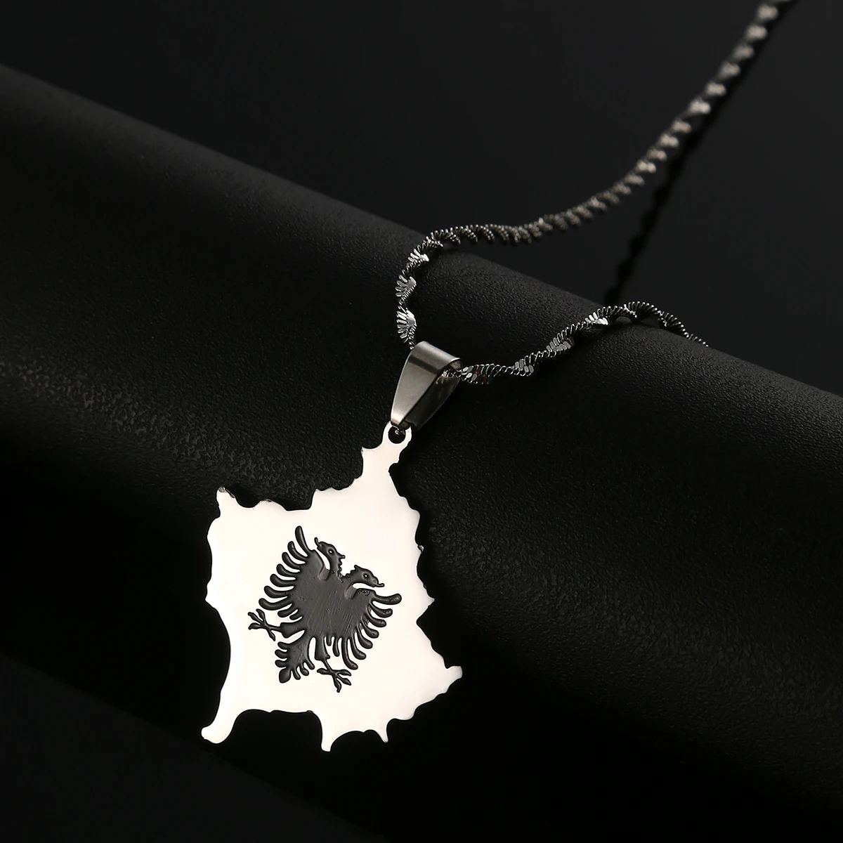 Kosovo Map Albania Eagle Pendant Necklaces For Men Women Jewelry Ethnic Gifts