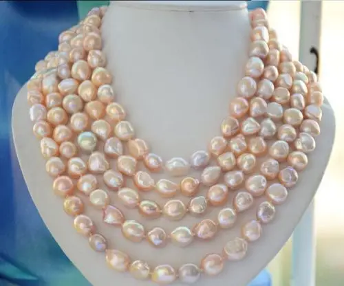 

free shipping 12mm natural Australian south sea gold pink pearl necklace 48inch