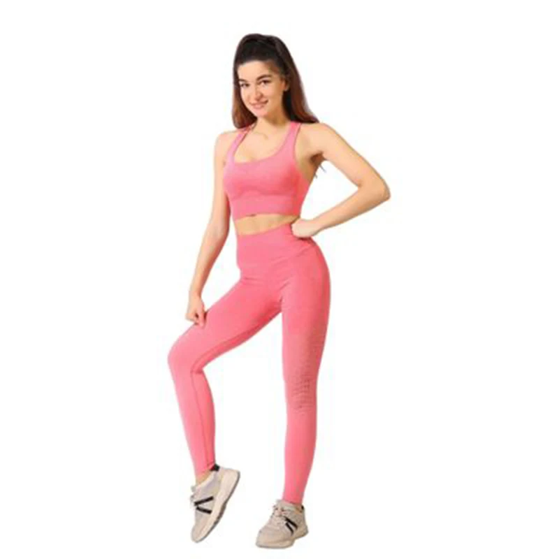 Ombre Seamless 2 Piece Set Women Suit Gym Workout Clothes Sport Bra Fitness Crop Top And Scrunch Butt Leggings Yoga Set