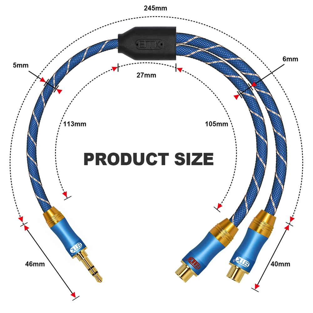 EMK 3.5mm do 2RCA stereofoniczny kabel Audio 3.5mm 1/8 \