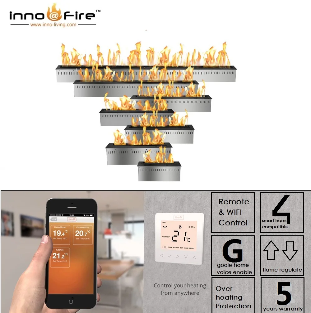 Inno-Fire-chimenea inteligente para el hogar, accesorio de 60 pulgadas, con wifi, para interiores, decoraciones de bioetanol