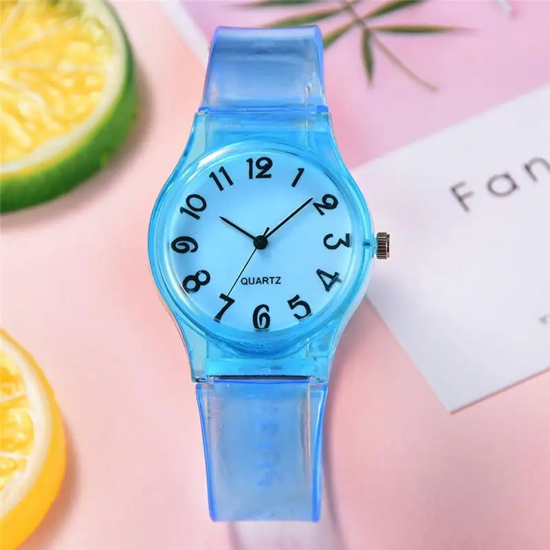 Reloj transparente con números simples para niños, cronógrafo informal para niños y niñas, relojes de pulsera para niños
