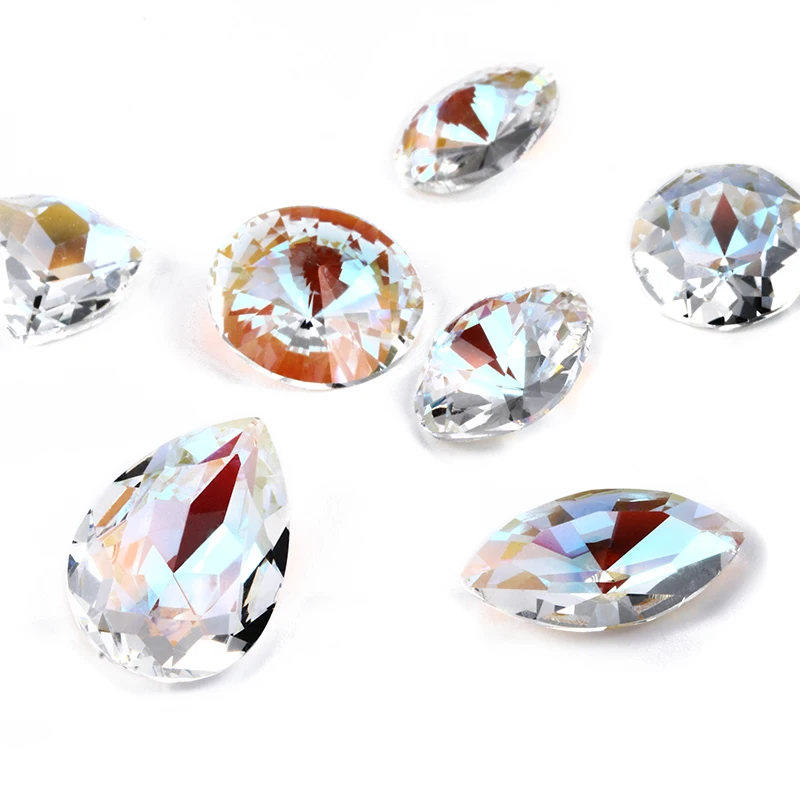 Astrobox AAAA 10pcs Rhinestone Crystal Shimmer Pointback Strass Crystal Stones Jewelry Sew On Dress Crafts Decorations Christmas