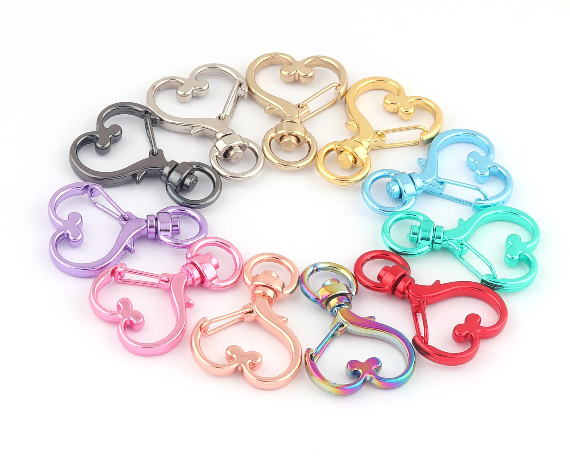 8mm Pink Heart Swivel Clasps Claw Lobster clasps Trigger Clasps Dog Collar Supply Handbag Clasps Metal Trigger Lanyard Hook