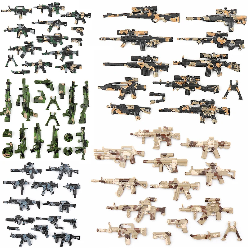 Military Figures Weapons Accessories Building Blocks City Police Soldier SWAT Specia Force Printed Camouflage Guns Bricks Toys