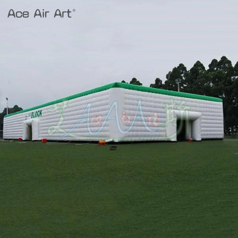 15M Gaint Green Roof White New Inflatable Exhibition Cube tent Infaltable Party Tent  Promotional Blow Up Marquees For Sale