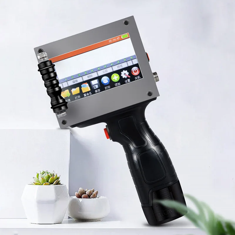 Impressora a jato de tinta handheld inteligente para imprimir a data de produção que empacota o código de barras qr numérico digital multifuncional