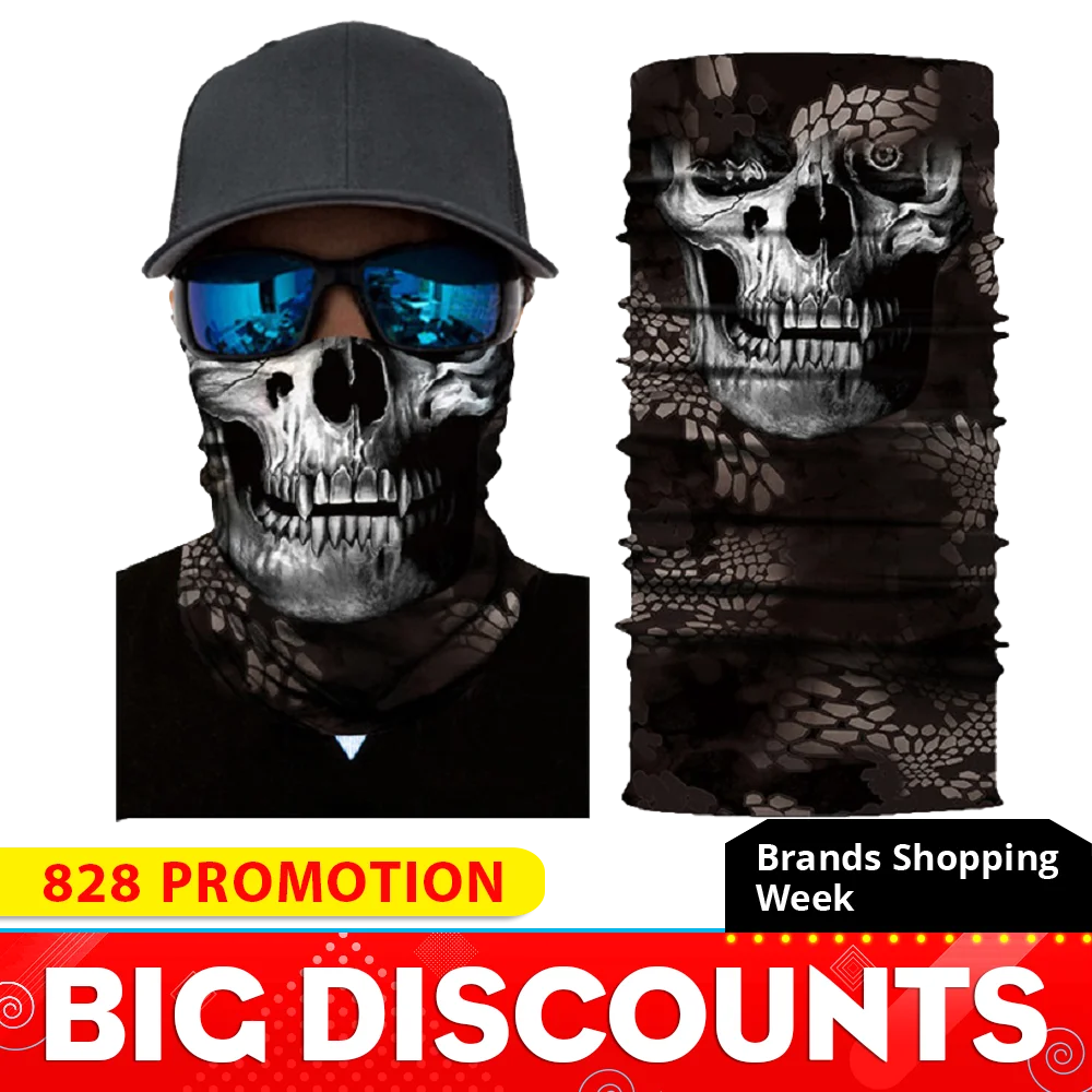 Motorcycle Mask Face Shield Biker Balaclava Ghost Unisex Skull Face Mask Cycling Seamless Bandanas Mascara Moto cagoule visage