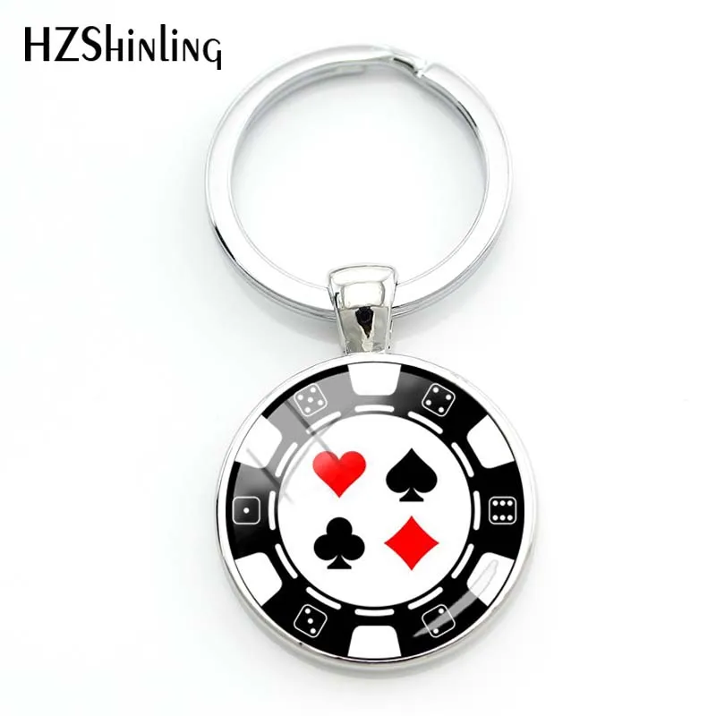 2020 Fashion Classic Poker Keychain Men Hot Male Glass Cabochon Key Chains Handmade Key Rings Best Gift Car Key Pendant