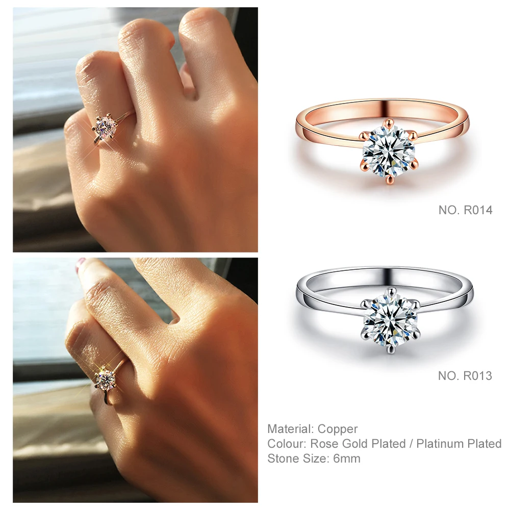 Engagement/Wedding Finger Rings For Women Austrian Cubic Zirconia Rose Gold Color Fashion Brand Jewelry For Women R239