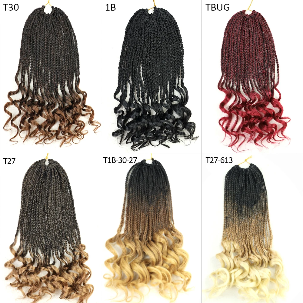 YunRong Box Braids Curly Ends Synthetic Crochet Hair 18Inches Soft Wave Hair Extension For Braiding Black Woman