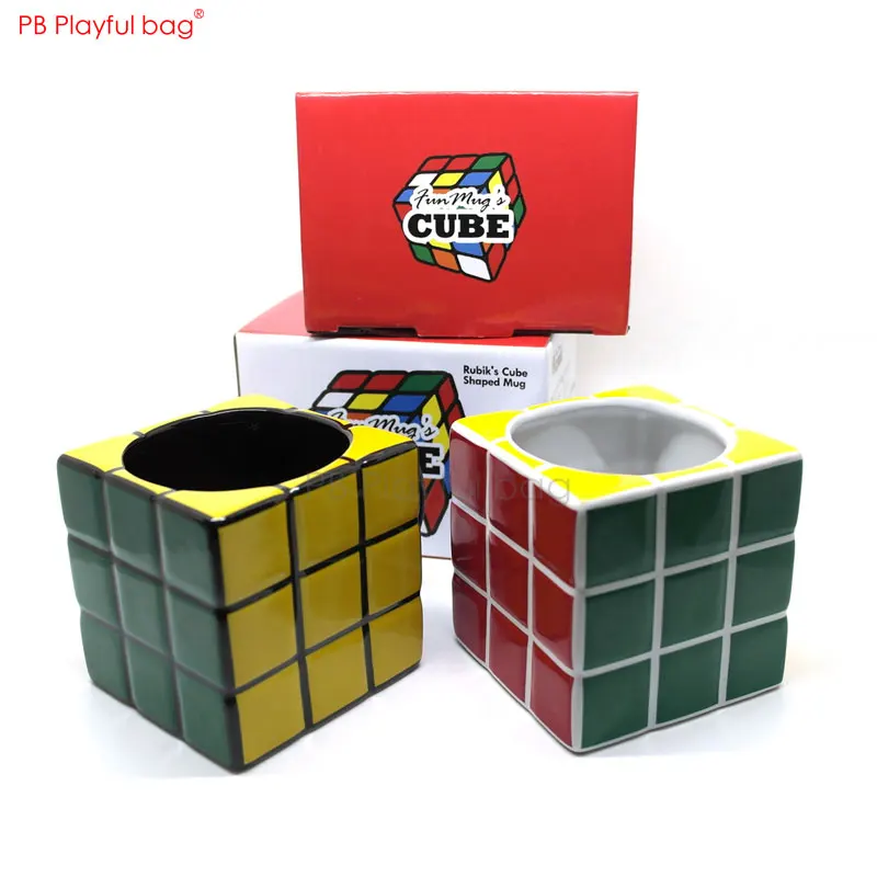 Playful bag 3D magic cube ceramic cup Magic square figure Mug Creative Bone china square cup Collectible Mug Funny oranment HG06