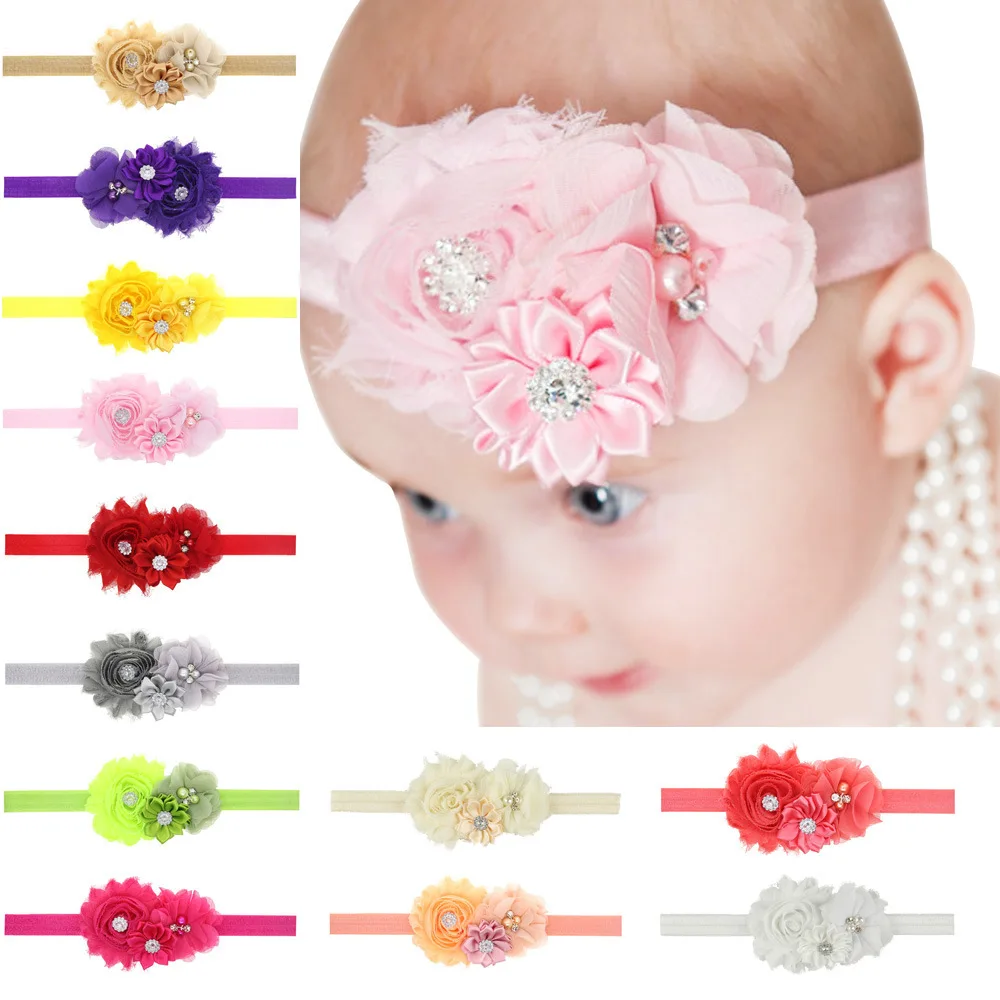 

SALE Kids Pink Sunflower Hair Band Baby Rhinstone Elastic Headband Child Birthday Party Outfits Hairdress For Girls 12PCS/Lot