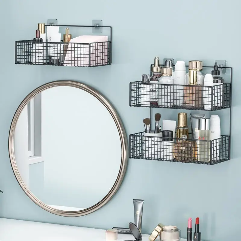 Hanging Bath Shelves Bathroom Shelf Organizer Punch-Free Shampoo And Shower Gel Storage Rack Bathroom Storage Shelf Accessories