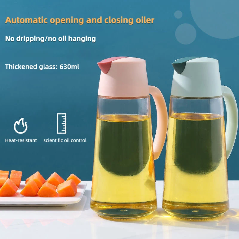 

Obelix Automatic Switch Glass Oil Can Seasoning Bottle Sauce Vinegar Dust-Proof And Household Kitchen Leak-Proof Glass Oil Pot