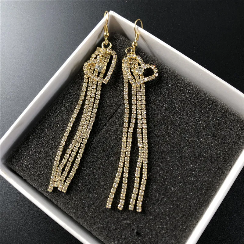 New popular fashion long Tassel Earrings love letter combination Earrings wedding party gift for her