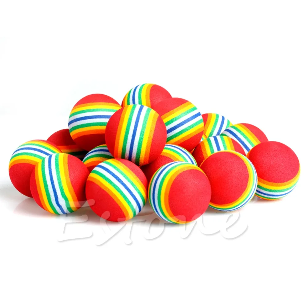 20Pcs/Pack Rainbow Stripe FOAM Sponge Golf Balls Swing Practice Training Aids