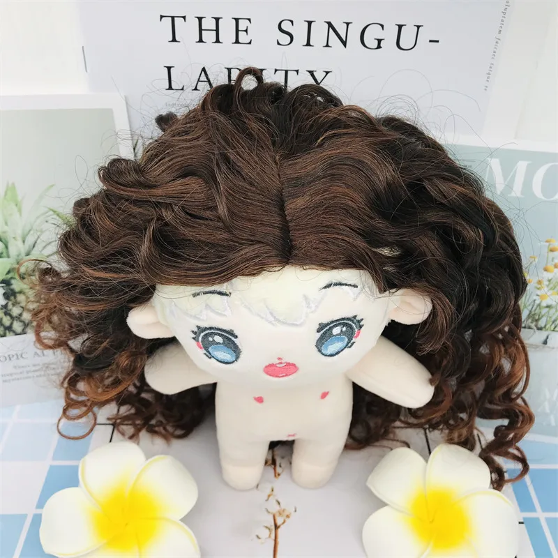 20CM doll hair golden brown long curly hair black short curly hair wig can make a variety of hairstyles DIY doll accessories