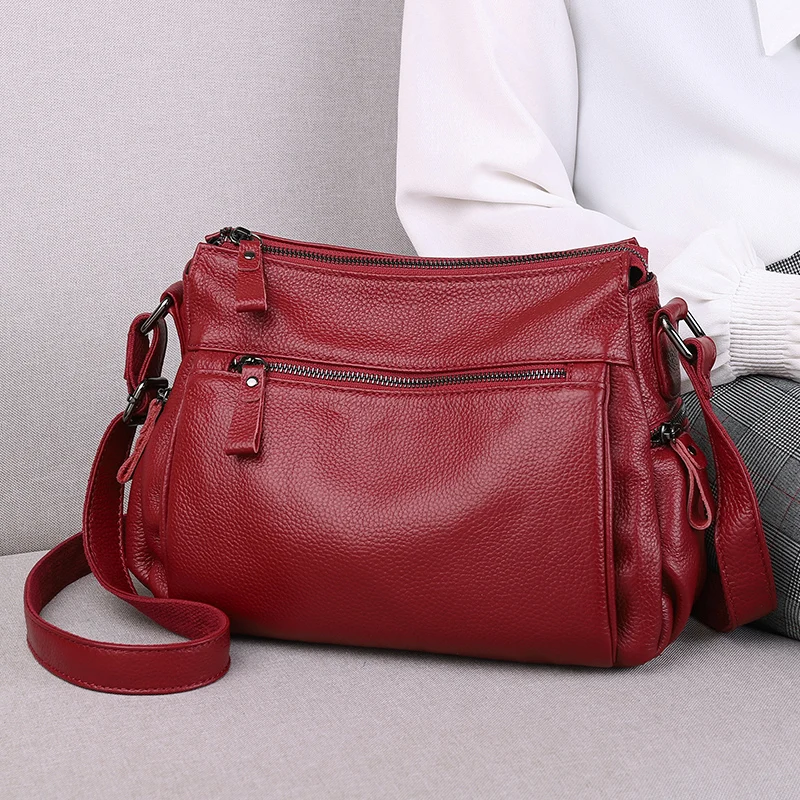 Genuine Leather Large capacity lady's single shoulder bag Crossbody Bag cow Messenger bags handbag for women