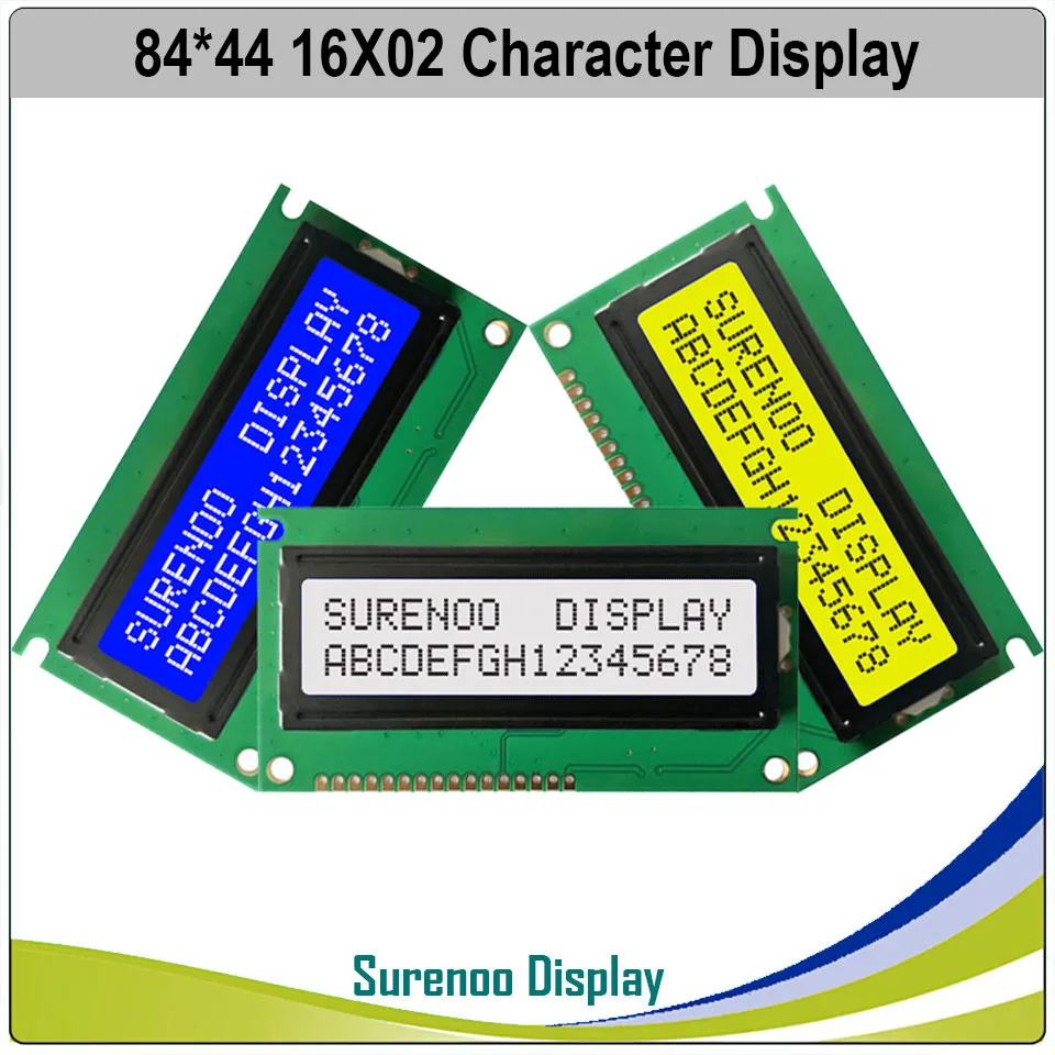 

Surenoo PCB Size: 84*44MM 162 1602 16X2 Character Blue LCD Module Display Screen LCM Bulid-in SPLC780D wth Backlight