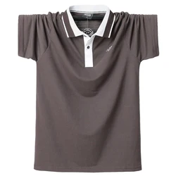 Polo a rayas para hombre, camiseta de manga corta de algodón, informal, de verano, 5XL talla grande, camisetas de trabajo para negocios