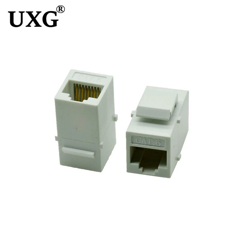 White Color CAT6 RJ45 Keystone Jack Female Coupler Insert Snap-in Connector Socket Adapter Port For Wall Plate Outlet Panel