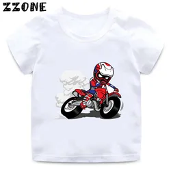 Motorcycle Motocross Print Kids T-Shirt Baby Boys Cartoon Funny T shirt Summer Short Sleeve Children Streetwear Tops Girls Cloth