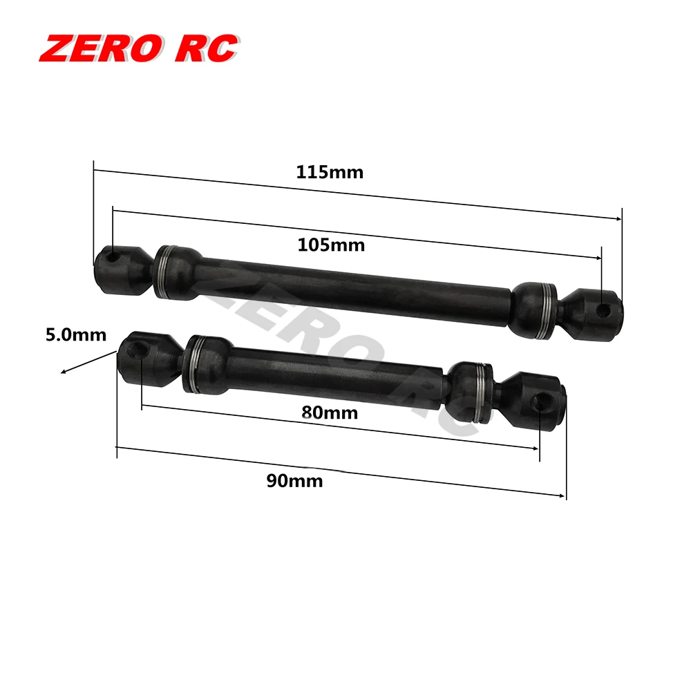 2PCS FULL METAL Universal Drive Shaft 90MM 115MM FOR RC CAR SCX10 JEEP TRAXXAS TRX-4 D90 D110 MST RGT