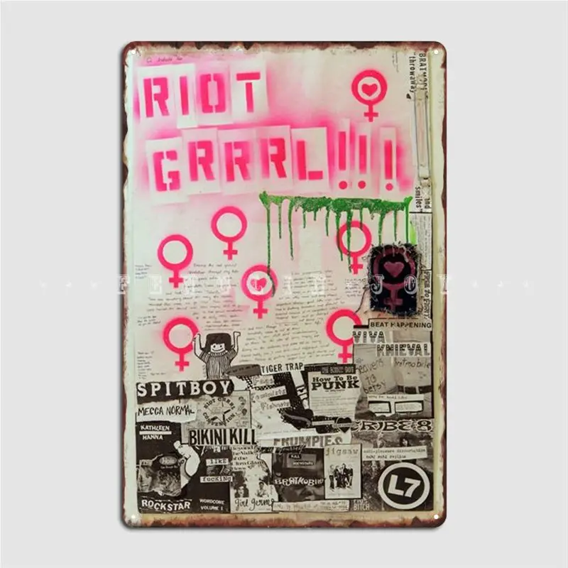 Riot Grrrl Metal Sign Wall Decor Classic Pub Garage Wall Mural Tin Sign Posters