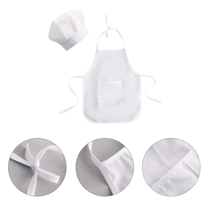 Infant Baby White Chef Costume Kitchen Hat and Apron Set Cosplay Newborn Photography Props Uniform Cooking Wear Outfits Dropship