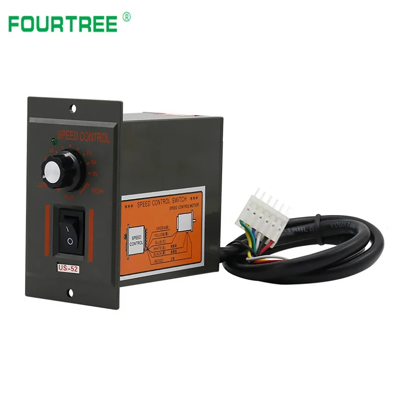 US52 Motor Speed Controller AC 220V 50/60HZ Motor Speed Pinpoint Regulator Controller Forward&Backward Motor Governor 15W-400W