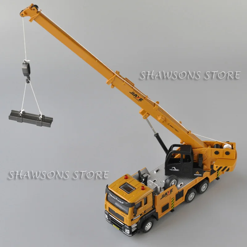 1:50 Scale Diecast Metal Engineering Vehicle Model Toy Crane Truck Lifter Pull Back Miniature Replica With Sound & Light