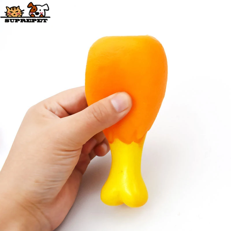 SUPREPET Pet Dog Toys for Small Dog Cute Chicken Leg Puppy Toys Rubber Squeaky Sound Dog Toys Interactive Dog Chew Toy