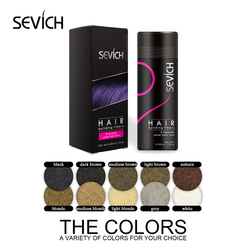 Sevich 12g & 25g Hair Building Fiber Keratin Fiber Hair Instant Concealer Hair Loss Product Extension Thicken Hair 10 Colors