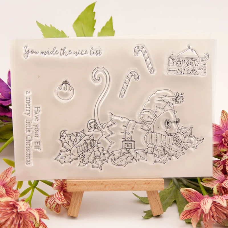 Happy Mouse Transparent Clear Silicone Stamp Seal DIY Scrapbooking Rubber Stamping Coloring Embossing Diary Decor Reusable T152