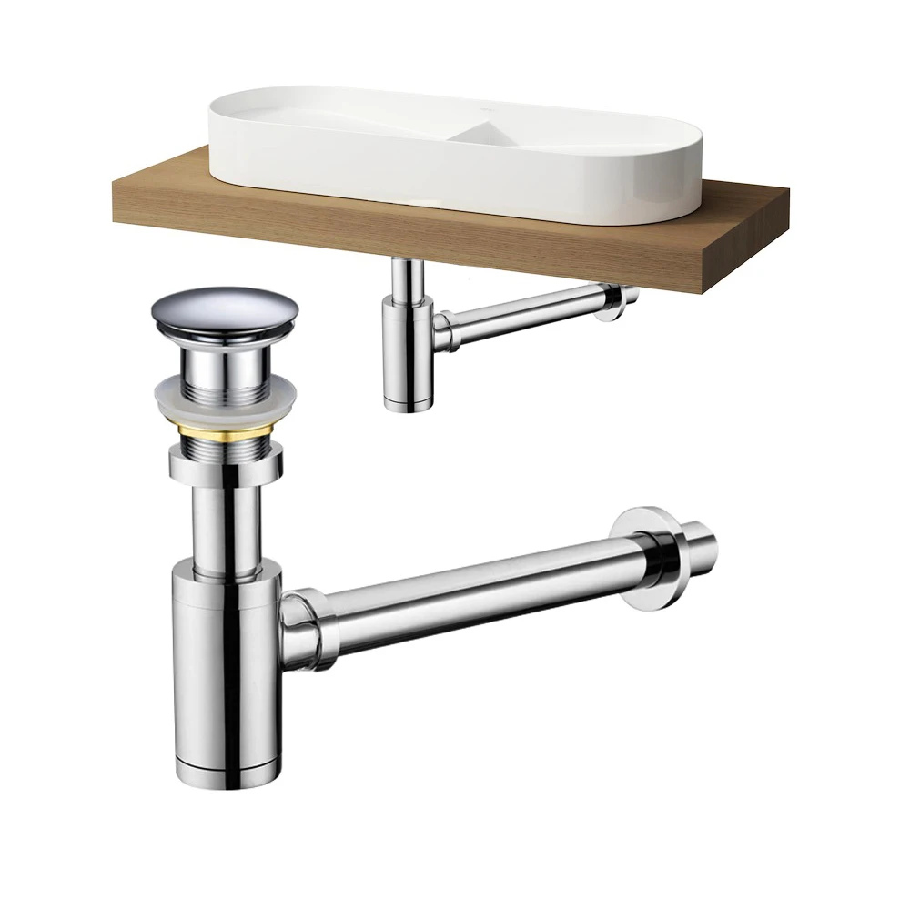 Bathroom Basin Bottle Trap Drain Modern Bathroom Sink P-Trap Set Pop Up Filter Chrome Basin Siphon Horse Accessory Renovation