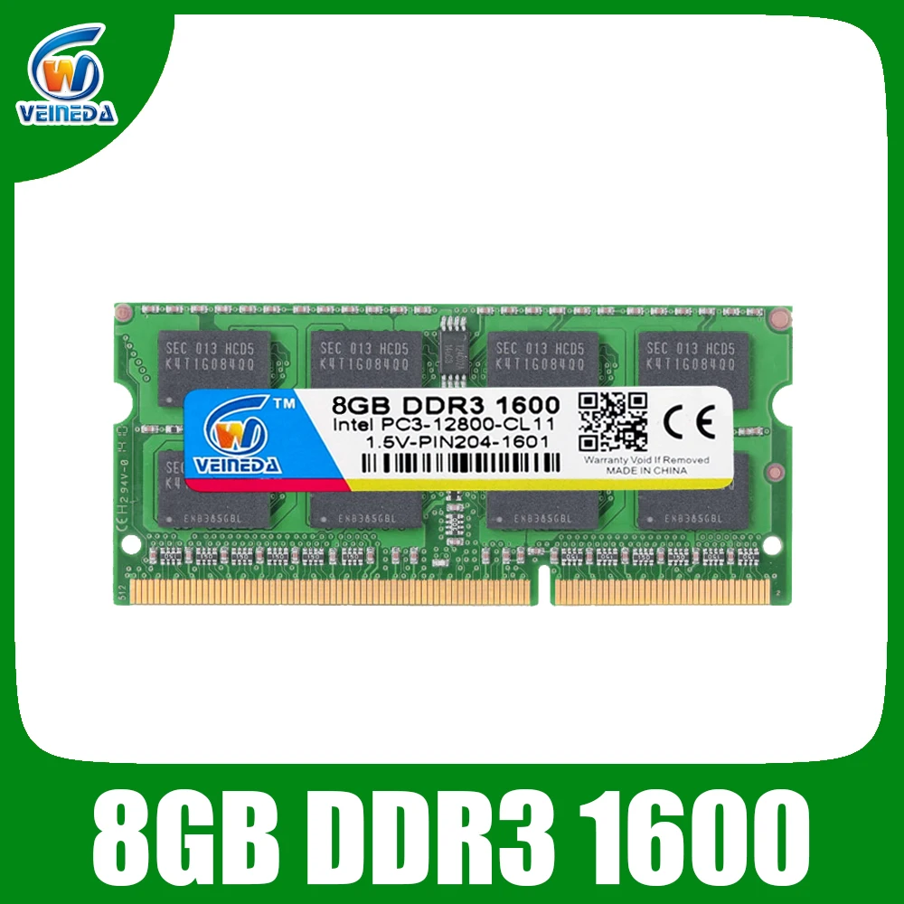 

VEINEDA DDR3 8gb Ram Sodimm ddr 3 4gb 1600 1333MHZ 204pin 1.5V For Intel AMD laptop Ram Memory