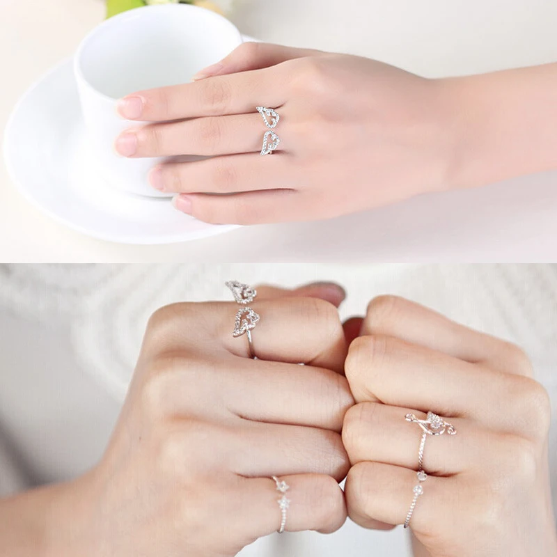 Women's Korean Style Adjustable Angel Wings Ring