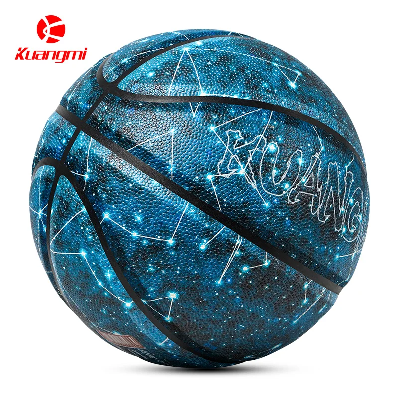 Kuangmi Interstellar Luminous Basketball Size 7 Night Light Ball Glowing Hygroscopic PU Leather Sport Goods Training Match