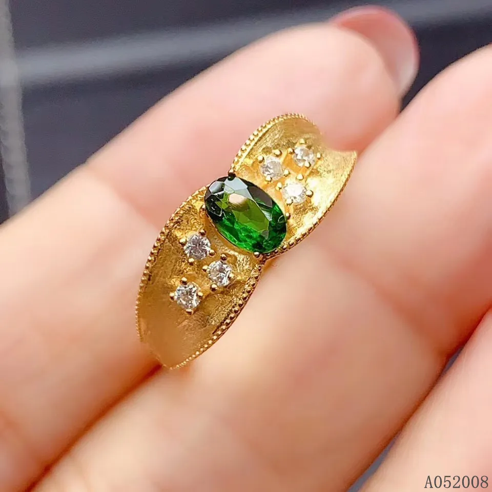 KJJEAXCMY fine jewelry 925 sterling silver inlaid natural diopside ring new trendy female ring support test hot selling