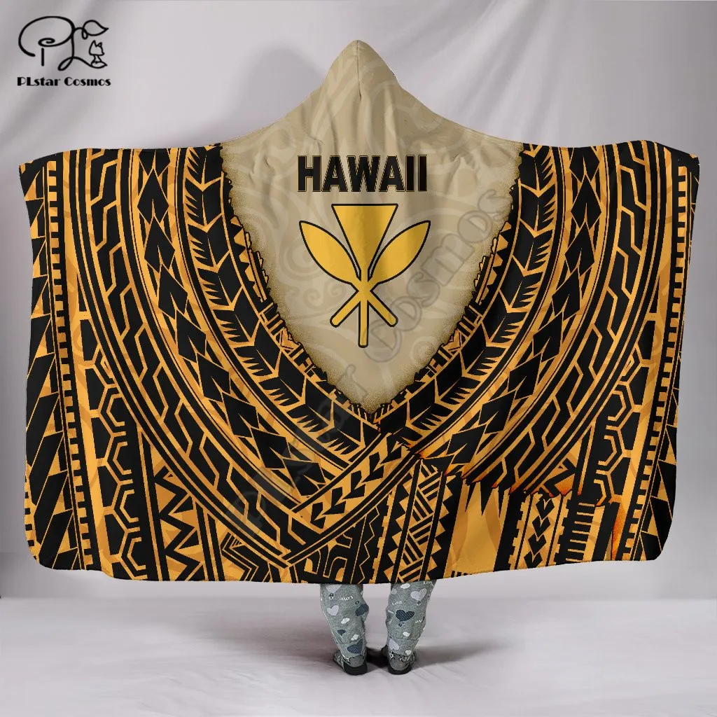 

Polynesian Wild Blanket Hawaii style Blanket Hooded Blanket 3D full print Wearable Blanket Adult men women Blanket