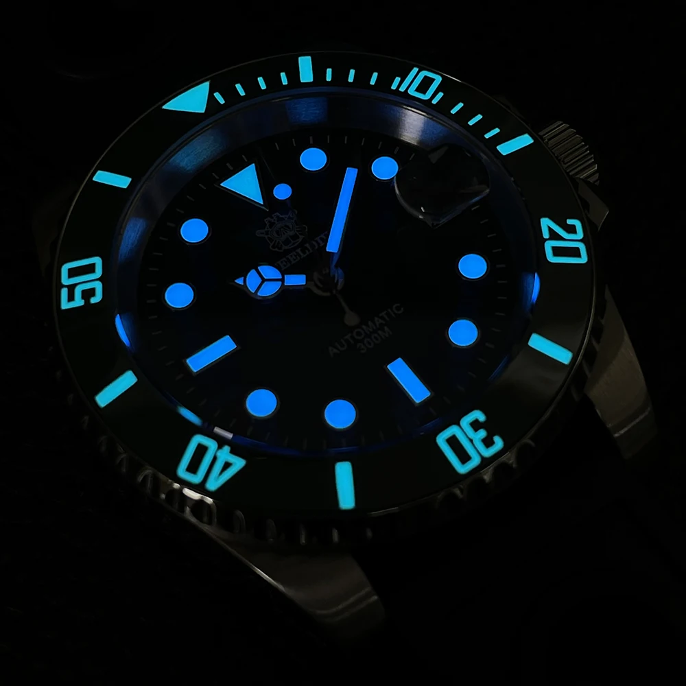 Steeldive relógio sd1953 luxo água fantasma mergulhador relógio masculino mostrador preto vidro safira bgw9 luminoso nh35 automático relógio de mergulho