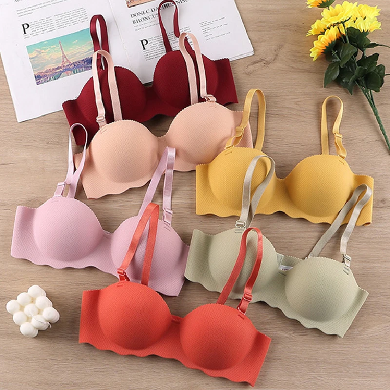 

Solid Color Bra Push Up Brassiere Seamless Women Underwear Sexy Wireless Lingerie One-pieces Gather Convertible Straps Bralette