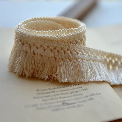 2m Beige Cotton Thread Strip Fringe Lace Trimming DIY Clothing Accessories Clothes Pillow Curtain Decoration 3.5cm